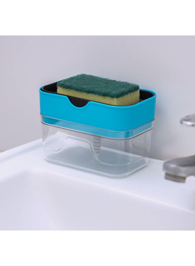 Royalford Soap Dispenser with Sponge Holder RF12898 Versatile Refillable Dispensers for Liquid Soaps 2-in-1 Innovative Design for Kitchen Use with Scrubber One Hand Use - Image 5